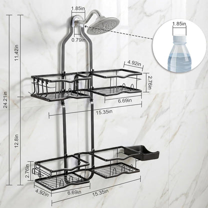 Shower Caddy Hanging Organizer over Showerhead, Rustproof Black7