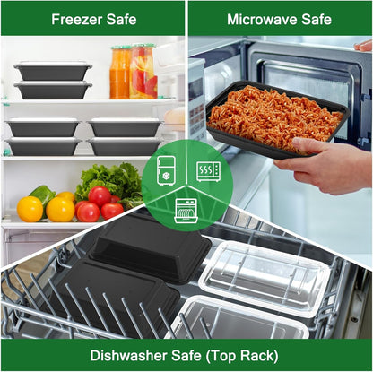 50 Pack (100-Piece) 32 Oz Meal Prep Containers with Easy Open Lids, Black5