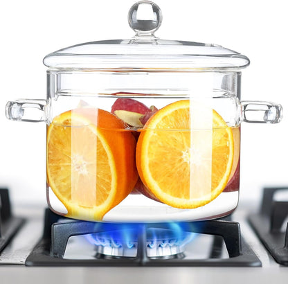 Glass Pots for Cooking on Stove, 1.5L/50OZ Glass Simmer Pot with Lid | High Borosilicate Pot Pourri Simmer Pot , Heat-Resistant Suitable for Pasta, Soup, Milk, Fruit, Tea1