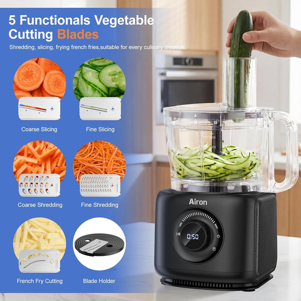 7-In-1 Professional Food Processor, 1000W Powerful Electric Vegetable Chopper, 14-Cup XL Bowl, Large Feed Chute, Cheese Shredding, Meat Chopping, Shredding and Slicing, Mixing and Doughing, Black4