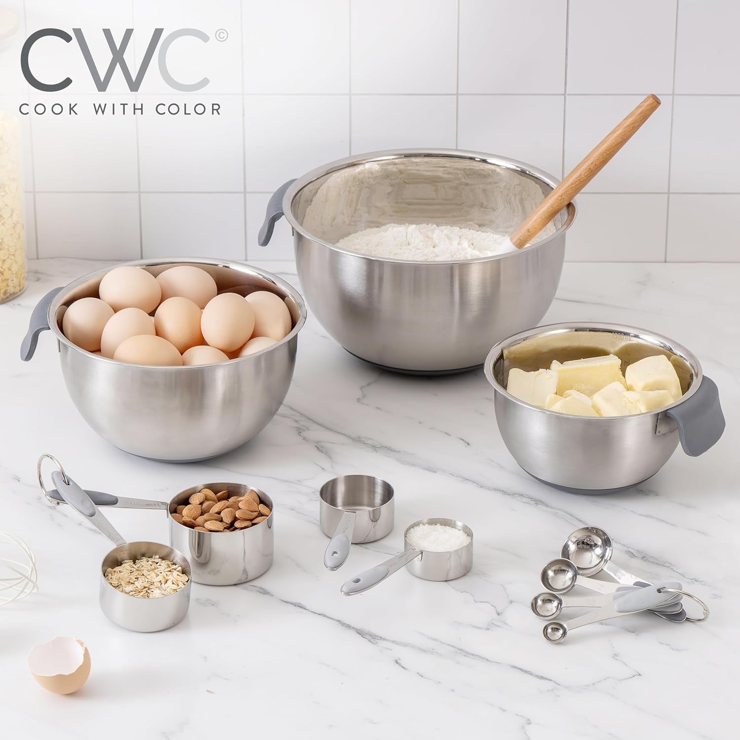 stainless-steel-mixing-bowls-set-and-measuring-cups-nesting-bowls-with-non-slip-bottom-and-easy-grip-handles-grey-11-pieces