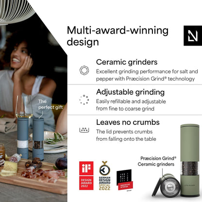 Salt and Pepper Grinder Set Manual, Stainless Steel Salt and Pepper Mills with Adjustable Ceramic Grinder I Design Spice Shakers (Sage Green)2