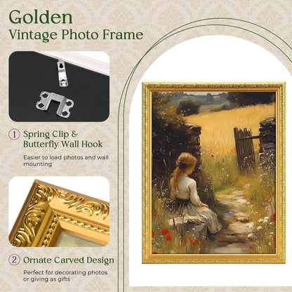 11X14 Picture Frame,Ornate Vintage 11X14 Photo Frame,Gold,1 Pack4