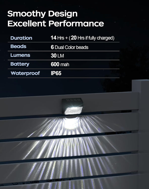 Solar Step Lights - 30 LM, 2 Modes Waterproof for Wall, Rail, Porch, Backyard, Garden - Decorative Solar Lights 6 Pack4