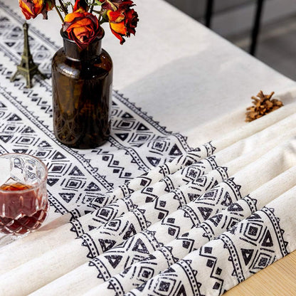 Modern and Minimalist Tablecloth Linen Fabric Decorative 55X120 Rectangle Printed Pattern Geometry Design Non-Fade Washable Stylish Table Cover for Kitchen Dining Tabletop4