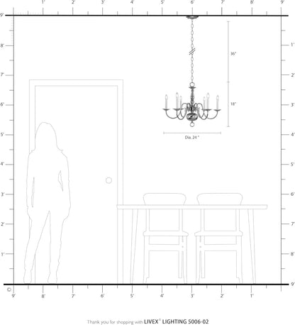 Lighting 5006-02 Williamsburgh 6-Light Chandelier, Polished Brass7