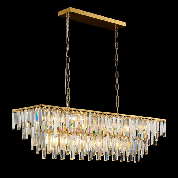 Gold Modern Crystal Chandelier, 39" Long Dinging Room Light Fixture1