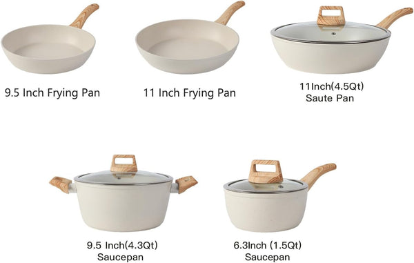 16PCS Pots and Pans Set Non Stick Cookware Juego De Ollas Para Cocina | Beautiful Great Value Food Cooks Evenly Cleans Easily with Frying Pan2