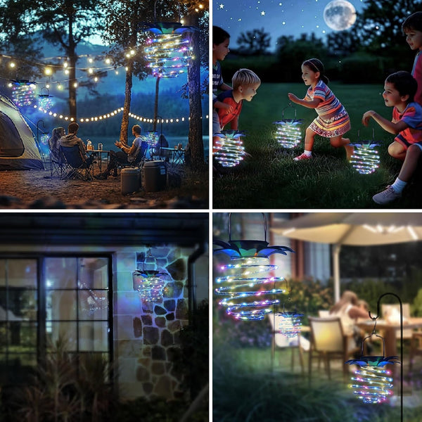 2 Pack Garden Solar Lights Outdoor,Pineapple Waterproof Solars Hanging Lantern,Multicolor Solar Powered Camping Lights,60 Led Hanging String Light for Yard Lawn Porch Path Balcony-Colorful8