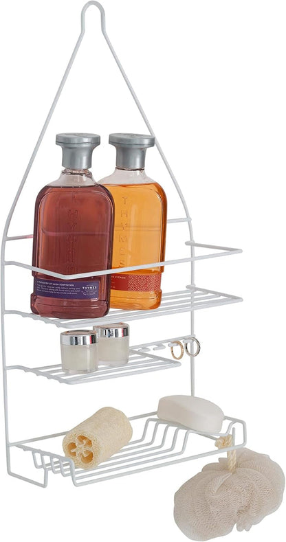 Shower 3 Tier Shower Caddy | 3 Tier Shelves | Soap Dish Holder | Razor Slots | Wash Cloth Hook | Loofah Hook | White | Rust Resistant | Bathroom Accessories4