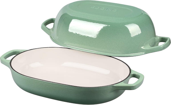 Enameled Cast Iron Oval Dutch Oven Pot with Lid, Dutch Oven for Sourdough Bread Baking, Bread Oven, Bread Dutch Oven, Oval Bread Pan, 7Qt, Sage Green3