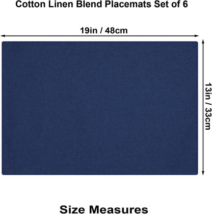 Cloth Placemats Set of 6, Cotton Linen Blend Place Mats, Navy Blue5