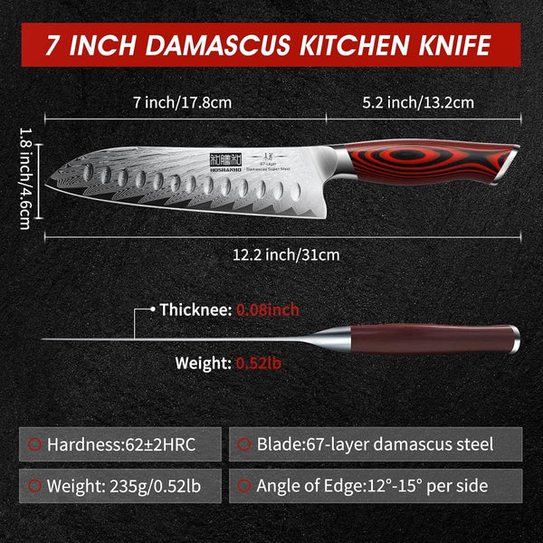 Damascus Santoku Knife, 7 Inch Professional Japanese Kitchen Knife6