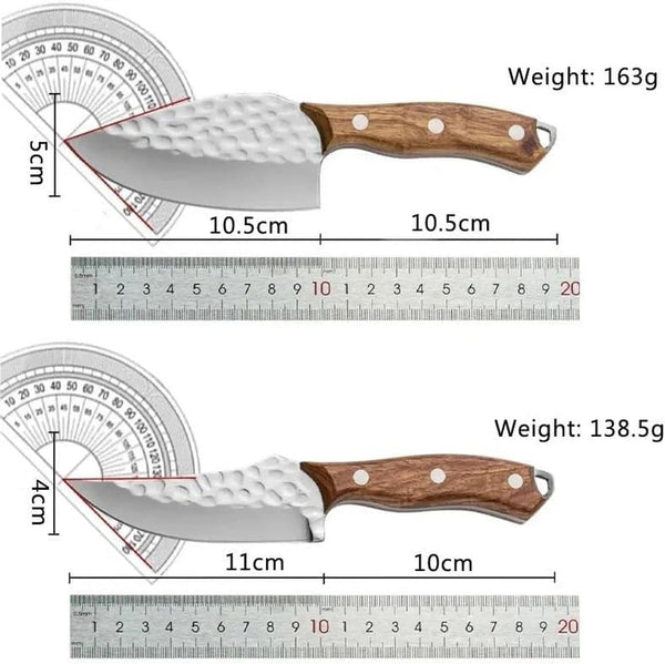 Meat Cleaver, Fruit Knives Forged Camping Hunting Knife Stainless Steel Knife with Cover(2 Knives)2