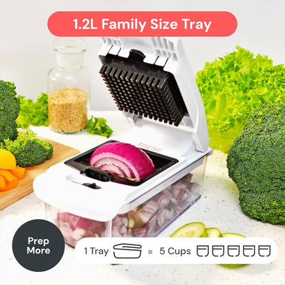 Pro Original Vegetable Chopper & Spiralizer, Kitchen Prep Tool | 4 in 1 Veggie Slicer, Onion & Fruit Cutter with Sharp Stainless Steel Blades & Container, All-In-One Food Prep Tool (White)6
