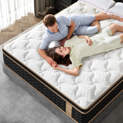 Queen Mattress 14 Inch, Luxury Hotel Cooling Hybrid Bed Mattress in a Box | Zones Individual Pocket Spring, Extra Hip/Shoulder/Lumbar Support, Fiberglass-Free, 365-Night Trial, Certipur-Us9
