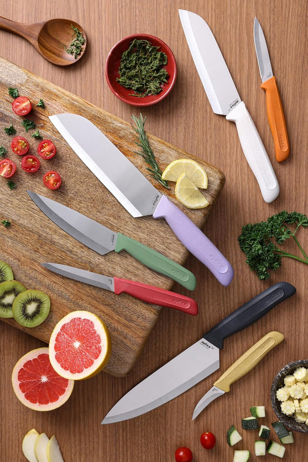 Classic 2 Piece Chef & Santoku Knife Set, Stainless Steel 15° Hollow-Ground Blades, Ergonomic Wheat Straw Handles, Finger Guard & Blade Covers, Dishwasher Safe12