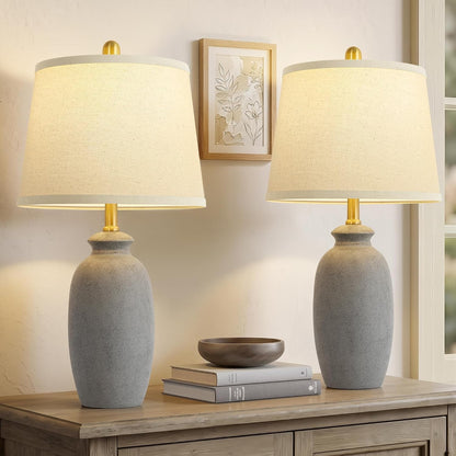 22.75" Ceramic Table Lamps Set of 2, Nightstand Lamps, Bedside Lamps1
