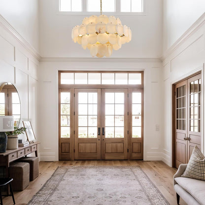 Natural Alabaster round Chandelier, 31.5" Modern Marble Chandelier with 50 Stone Texture Panels, 12-Light Dimmable Spanish Alabaster Chandeliers for Living Room, Dining Room, Hallway7
