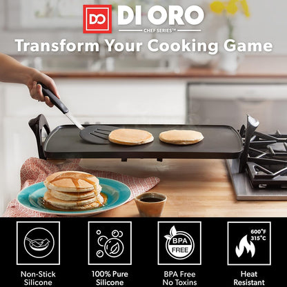 DI ORO Chef Series Silicone Turner Spatula Set - 600F Heat Resistant, 3-Pc3