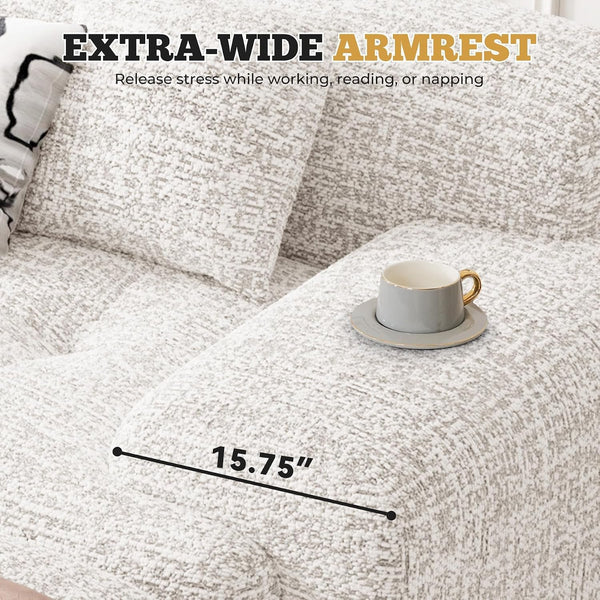 122" Modern L Shaped Modular Sectional Sofa, Boneless Couches for Living Room with Ottoman,4 Seater Convertible Chenille Cloud Couch Sofa Set, No Assembly Required, Beige 1 PCS4
