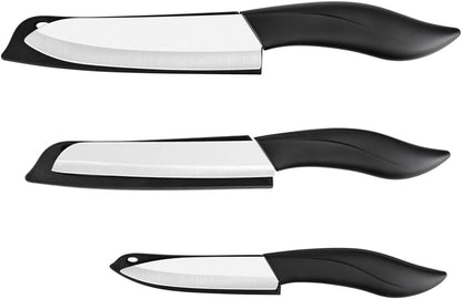 Ceramic Knives Set 3 Piece - 6 Inch Santoku Knife 6 Inch Chef Knife 4 Inch Paring Knife with Sheath Covers1