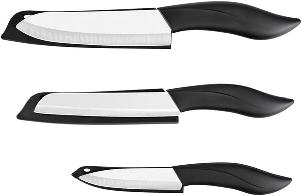 Ceramic Knives Set 3 Piece - 6 Inch Santoku Knife 6 Inch Chef Knife 4 Inch Paring Knife with Sheath Covers1