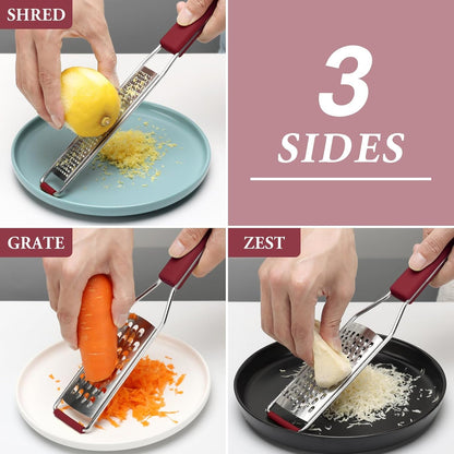 Cheese Grater Citrus Zester Lemon Zester, Pack of 3, Red2