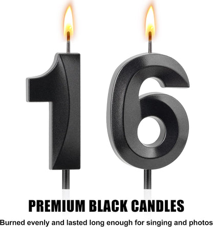 Black Number 16 Candles, Sweet 16 Decorations for Boys & Girls3