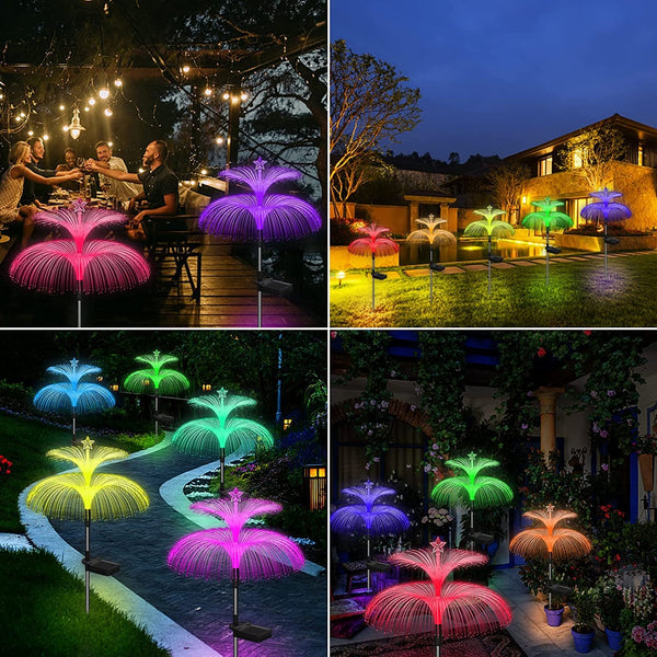 Solar Garden Lights 3 Pack New Upgraded Solar Lights Outdoor Waterproof 7 Color Changing Double Jellyfish and Star Flower Garden Decor Yard Lawn Christmas Outdoor,Gifts for Mother'S Day Women5