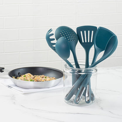 Silicone Utensil Set Pack of 1 Non-Slip Handle 6-Piece Kitchen Tool Set, Heat-Resistant Dishwasher-Friendly Cooking Accessories, Durable Teal Cooking Utensils8