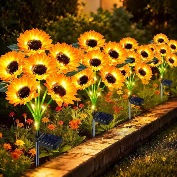 Solar Sunflower Lights 4 Pack 24 Flowers Gift for Mom1