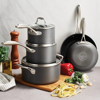 Onyxpro Hard Anodized Nonstick 8-Pc Pots and Pans Set with Lids | Cookware Kitchen Set with Reinforced Non Stick Coating, Oven Safe2