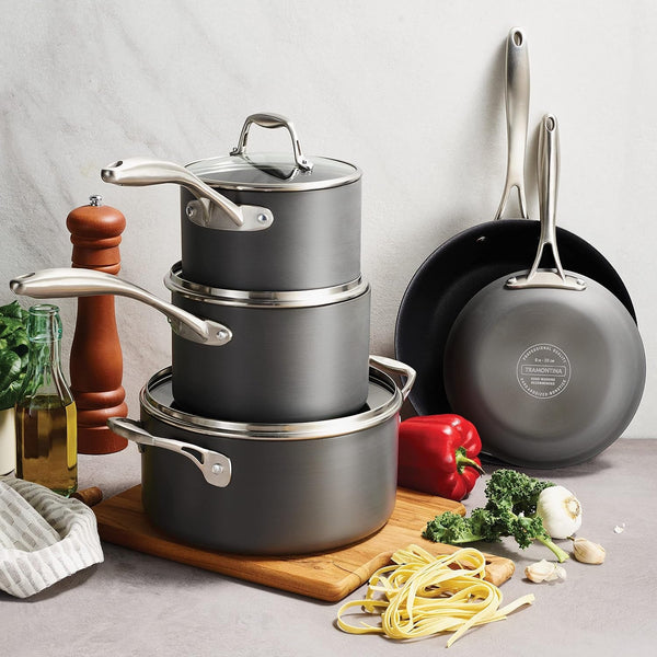 Onyxpro Hard Anodized Nonstick 8-Pc Pots and Pans Set with Lids | Cookware Kitchen Set with Reinforced Non Stick Coating, Oven Safe2