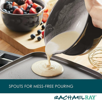 Ceramics Nesting Mixing Bowl Set with Pour Spout, 1 Quart and 2 Quart - Dark Gray3
