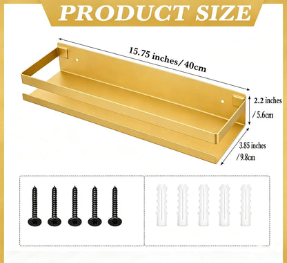 Floating Shelves, 2 Pack Bathroom Shelves Wall Mounted, Gold Shower Caddies for Bedroom, Living Room, Bathroom, Kitchen6