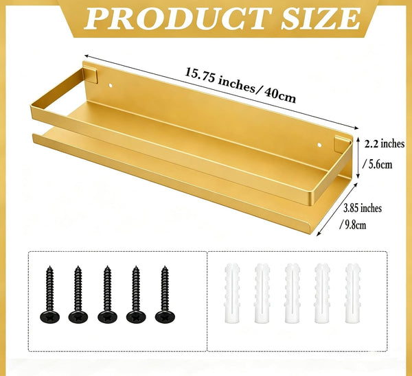 Floating Shelves, 2 Pack Bathroom Shelves Wall Mounted, Gold Shower Caddies for Bedroom, Living Room, Bathroom, Kitchen6