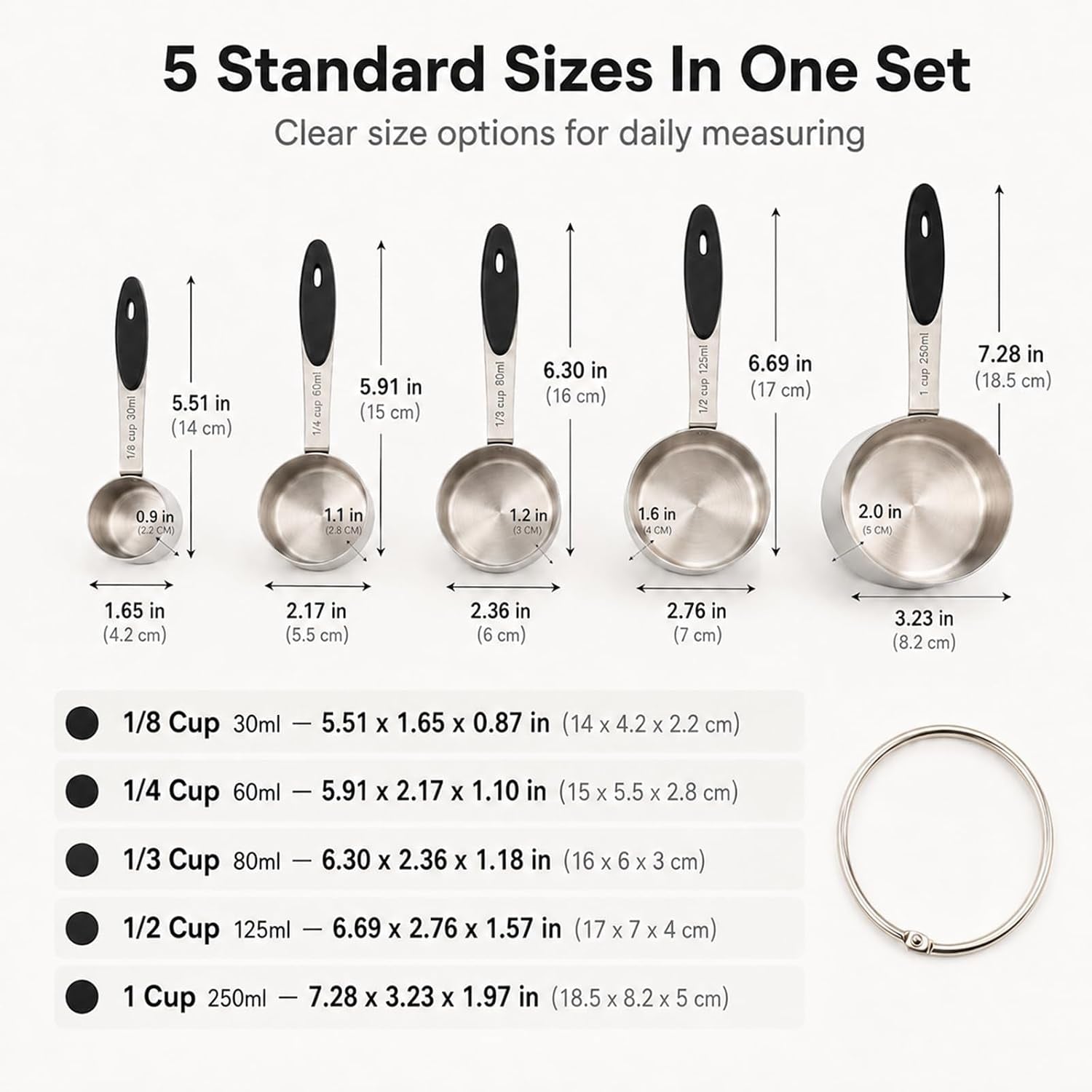 5-piece-stainless-steel-measuring-cups-with-non-slip-handles-kitchen-measuring-cups-for-dry-liquid-ingredients-cooking-baking-1-8-1-4-1-3-1-2-1-cup-black