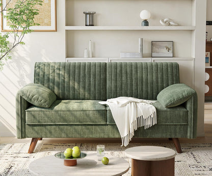 64.5" Loveseat Sofa, Chenille Loveseat Couch for Living Room, Green1