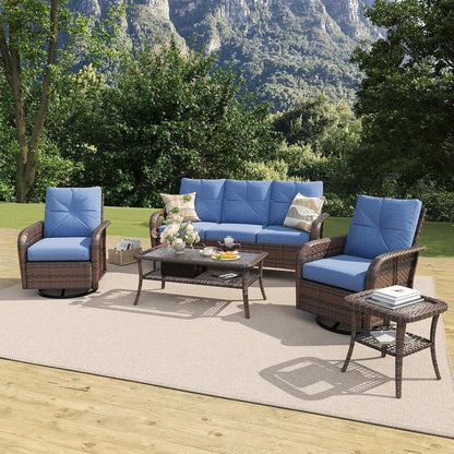 7 Piece Outdoor Patio Furniture Set for Backyard, Navy Blue11