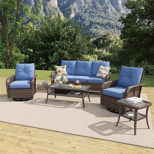 7 Piece Outdoor Patio Furniture Set for Backyard, Navy Blue11