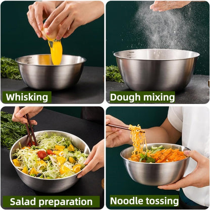 3 Pack 304 Stainless Steel Mixing Bowls 700/1200/2000Ml7
