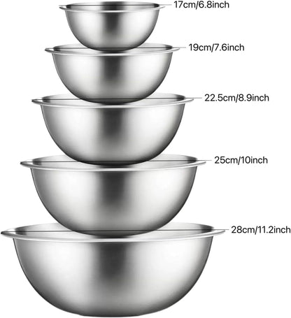 Mixing Bowl Set - 5 Piece, Stainless Steel, Ideal for Kitchen, Cooking, Baking4