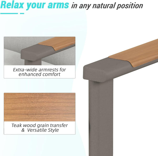4-Piece Patio Conversation Set, All-Aluminum Outdoor Furniture Set with Teak-Look Armrests & Olefin Cushions, Weather-Resistant Patio Furniture for Backyard, Porch, Balcony, Deck7
