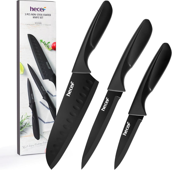 Black Kitchen Knife Set of 3, Dishwasher Safe1