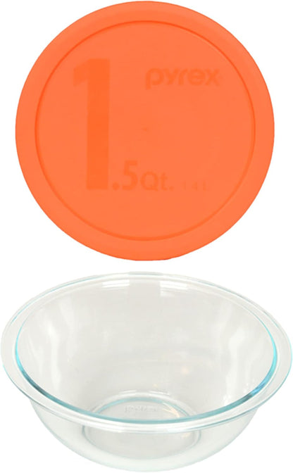 323 1.5-Quart Glass Mixing Bowl & 323-PC Orange Lid - Made in USA1