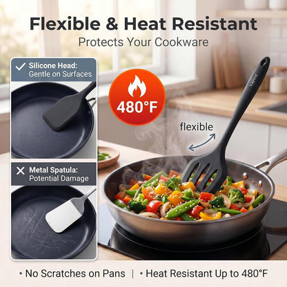 Kitchen Utensils Set, 10PCS Silicone Utensils Set for Cooking, Black3