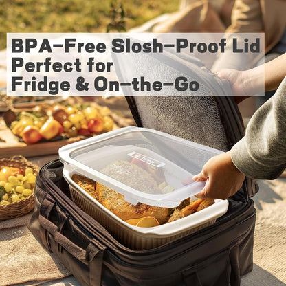 Casserole Dishes for Oven, Ceramic Baking Dish, Large Lasagna Pan with Handles, Baking Pan Casserole Dish, Rectangular Bakeware Deep, Set of 3 (5.1Qt/2.3Qt/1.1Qt) (White, with Lids)2