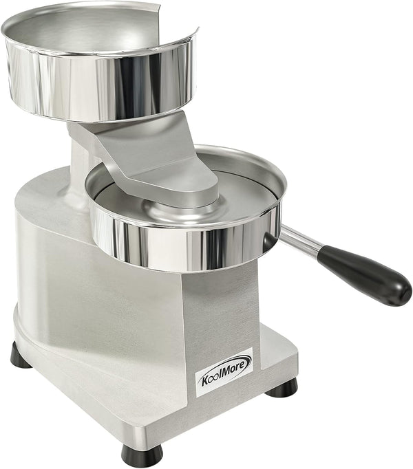 Burger Press Patty Maker for 5” Hamburgers, Stainless-Steel Manual Forming Machine for Personal and Commercial Foods, Heavy Duty Processor, Includes Pattie Papers (CHM-5), Silver8
