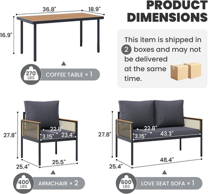 Patio Furniture Set for 4, Metal Outdoor Furniture Set with Table7